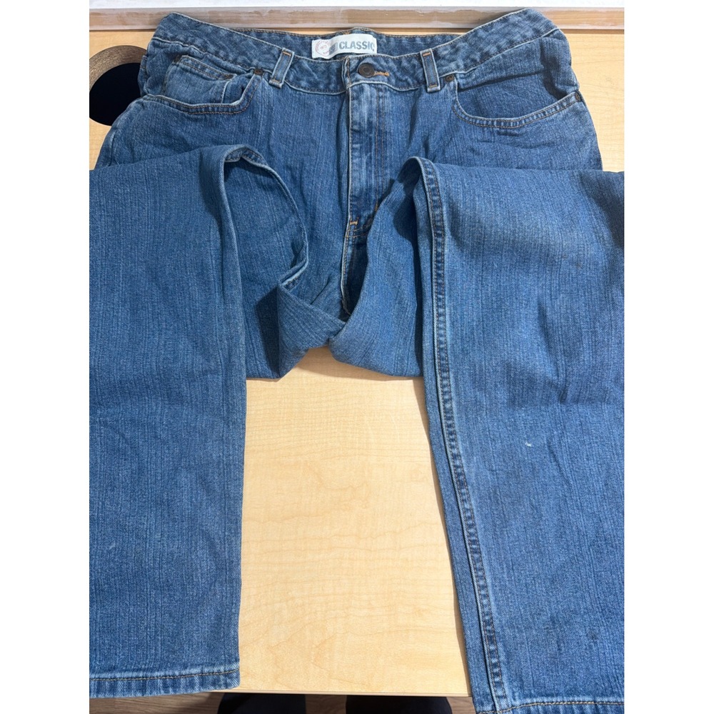 Classic Straight Leg Jeans Medium Wash High Waisted Denim Pants 16T RN 69287